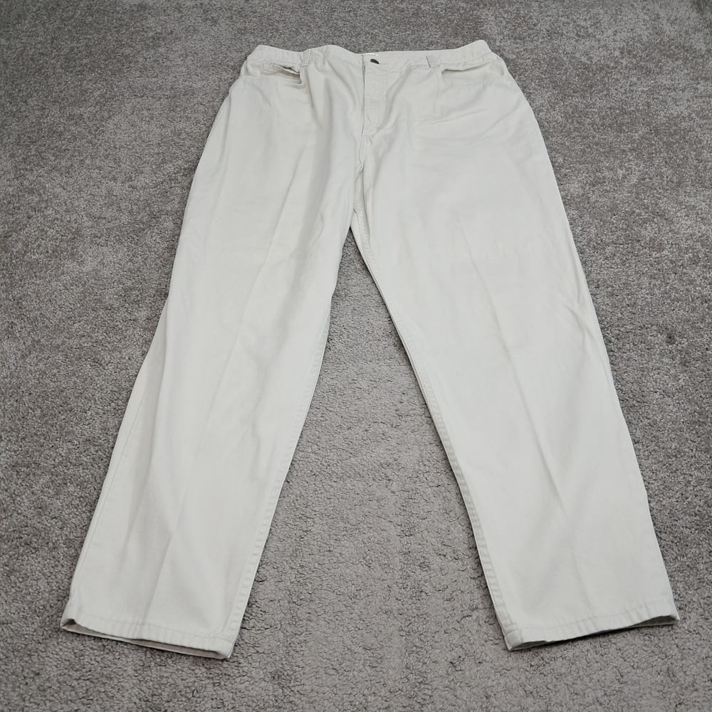 Talbots Womens 20 Straight Leg Pants Cream Off White 100% Cotton High Rise 8349